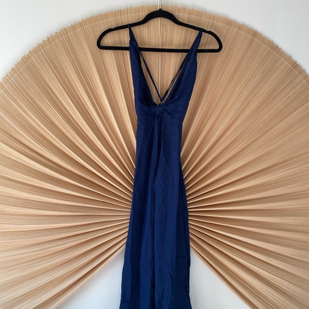 Reformation Navy Blue Long Maxi Dress With Slit